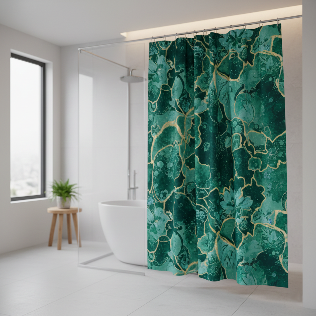 Clean modern bathroom with a waterproof shower curtain